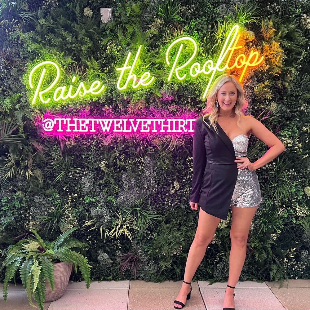 Black and sequin suit romper